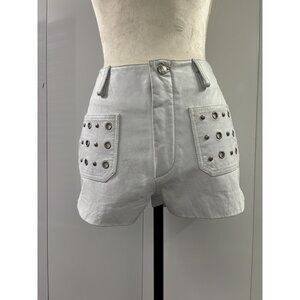 Wilsons Maxima White Leather Shorts With Metal Grommet Pocket Detail  Size 6